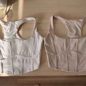 BuffBunny White and Tan Tank Tops